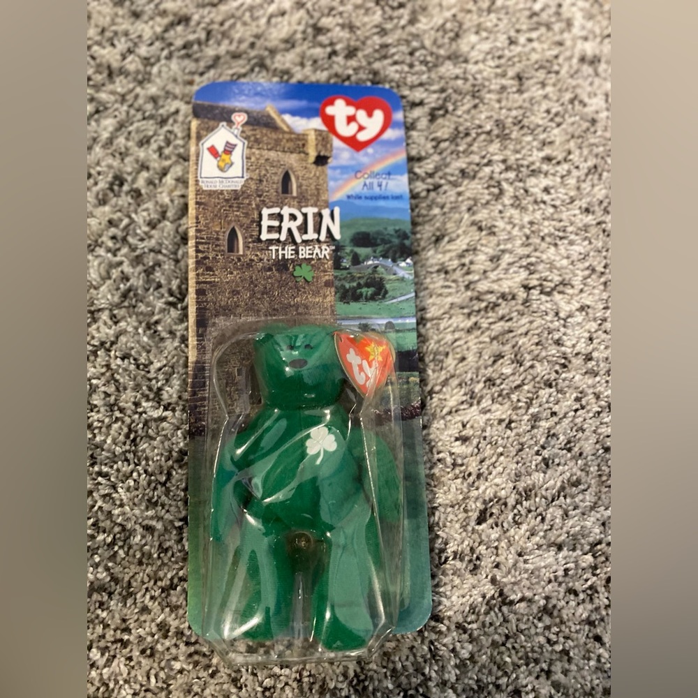 Sealed Erin The Bear 1997 Mcdonalds Ty Beanie Baby with Rare 1993/Oak Brook